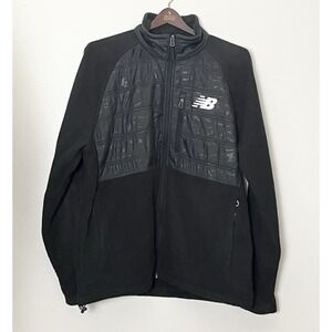 New Balance Fleece Jacket Men's XL Black Puffer Full Zip Outdoor Running BroCore